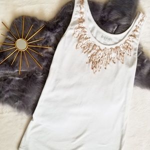 Tank Sequin Embellished Gold White Size M